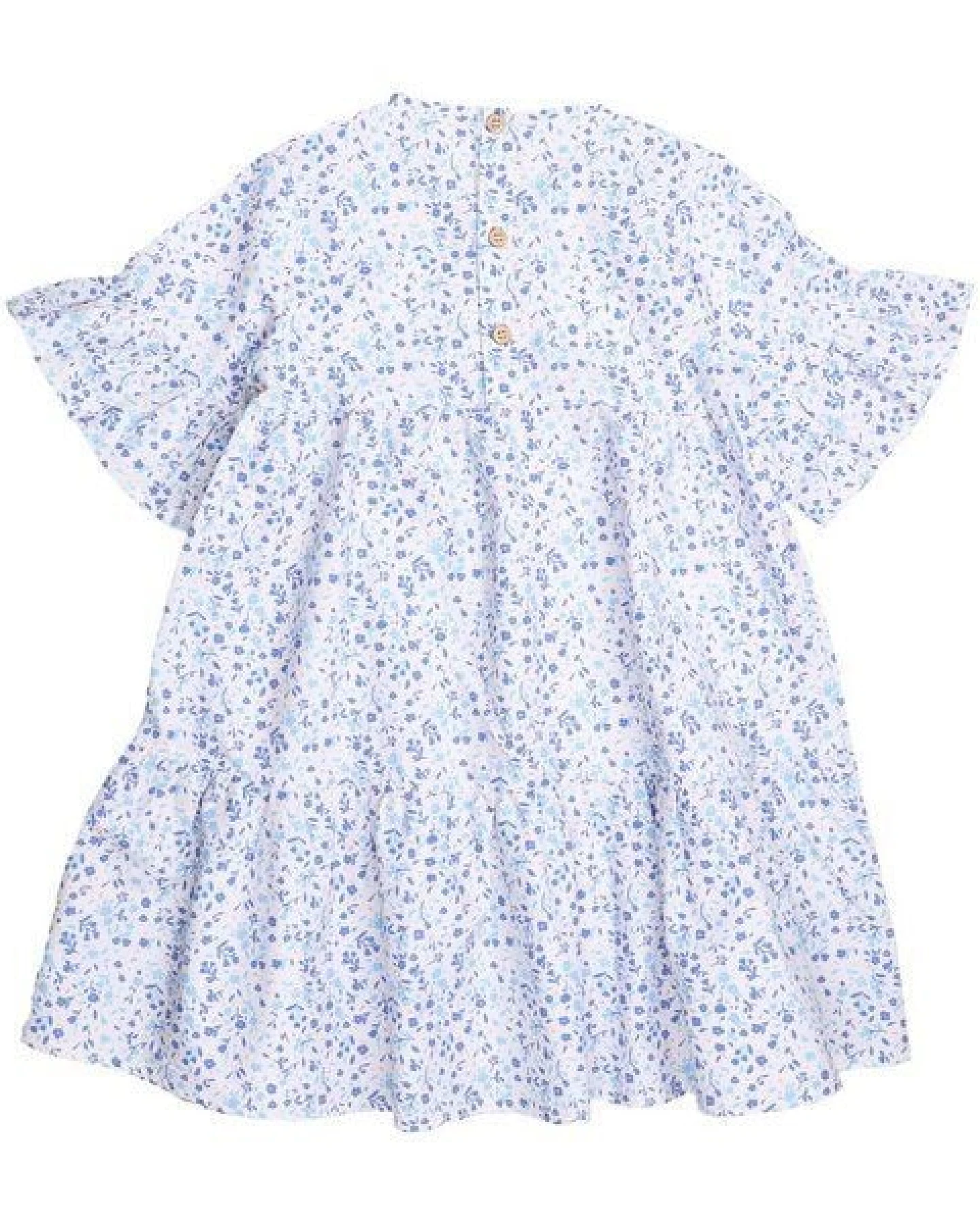 Cotokids Kinderkleid GOTS zertifiziert, Bio-Baumwolle, weiß/blau, Blumenmuster, Kurzarm, leicht & bequem – Walkiddy – Ansicht 3