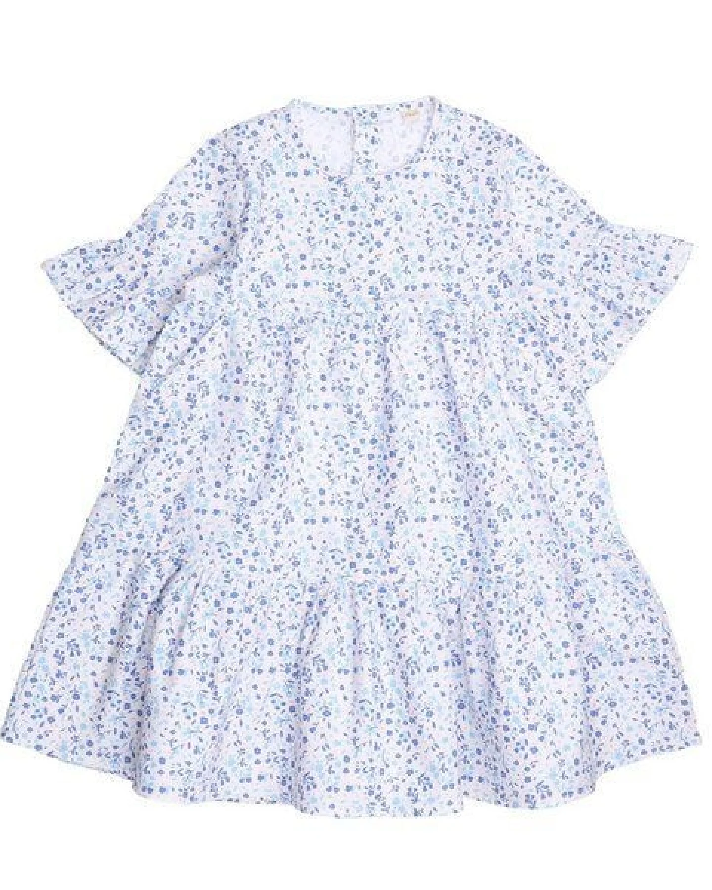 Cotokids Kinderkleid GOTS zertifiziert, Bio-Baumwolle, weiß/blau, Blumenmuster, Kurzarm, leicht & bequem – Walkiddy – Ansicht 4