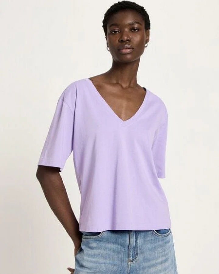 LANIUS Shirt mit V-Ausschnitt (GOTS)