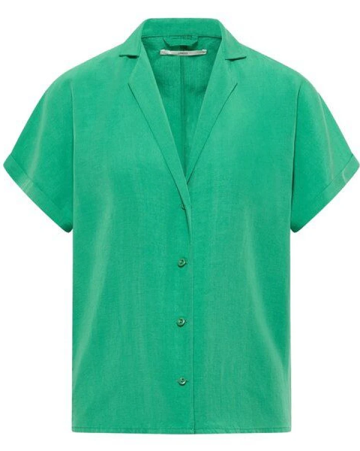 LANIUS Kurzarmbluse aus Tencel und Leinen