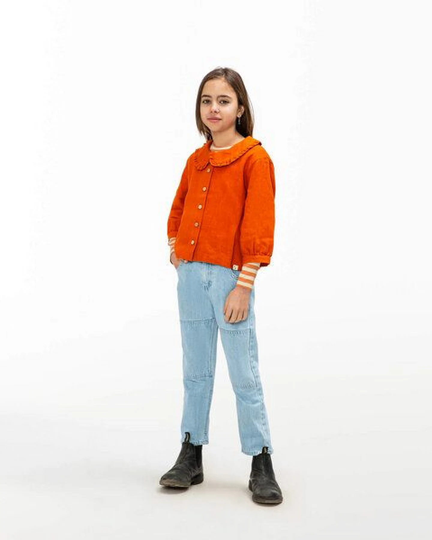 Matona Einzigartige Leinenbluse mit romantischem Rüschenkragen für Kinder / Vintage Collar Blouse – Ansicht 4