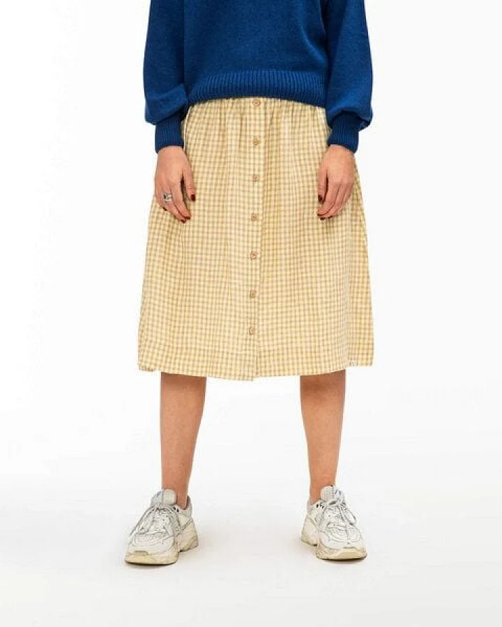 Matona Midirock für Frauen aus Leinen mit Knopfleiste / Midi Skirt