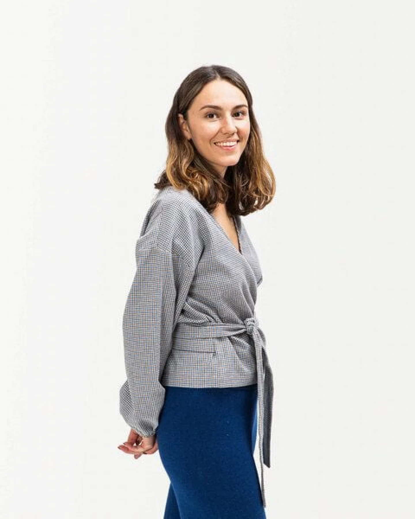 Matona Wickelbluse für Frauen aus weichem Flannel und in trendigem Karomuster / Flannel Wrap Blouse – Ansicht 3