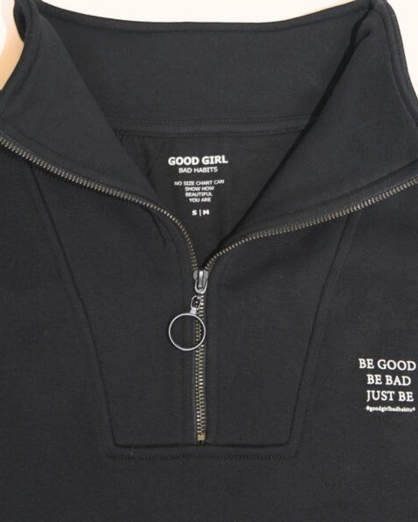 GOOD GIRL BAD HABITS Half Zip Sweat "BE GOOD BE BAD JUST BE" – Ansicht 3