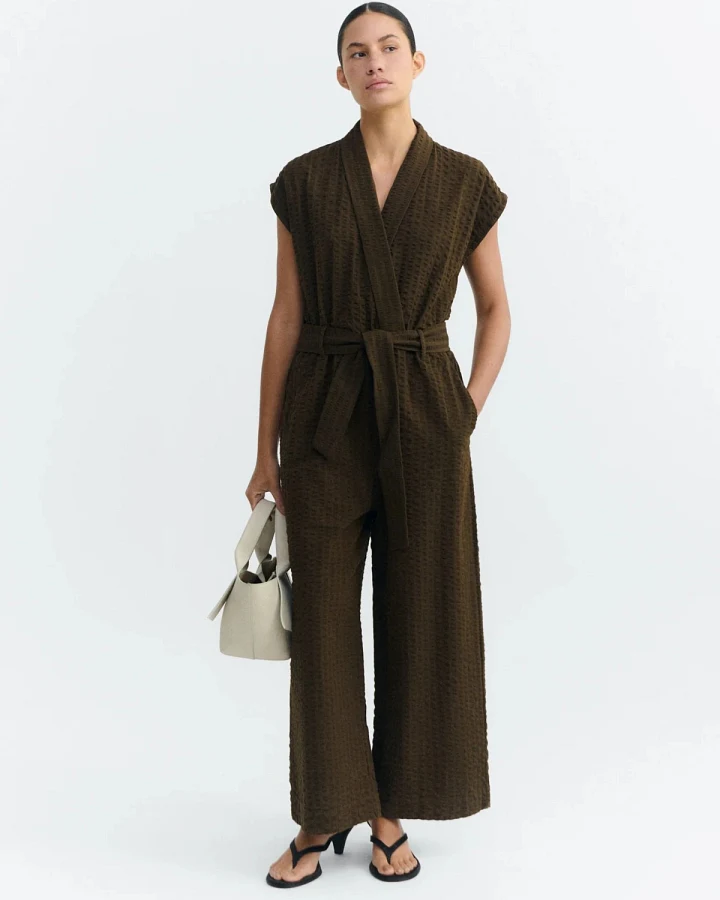 Jumpsuit Malawi Seersucker Braun