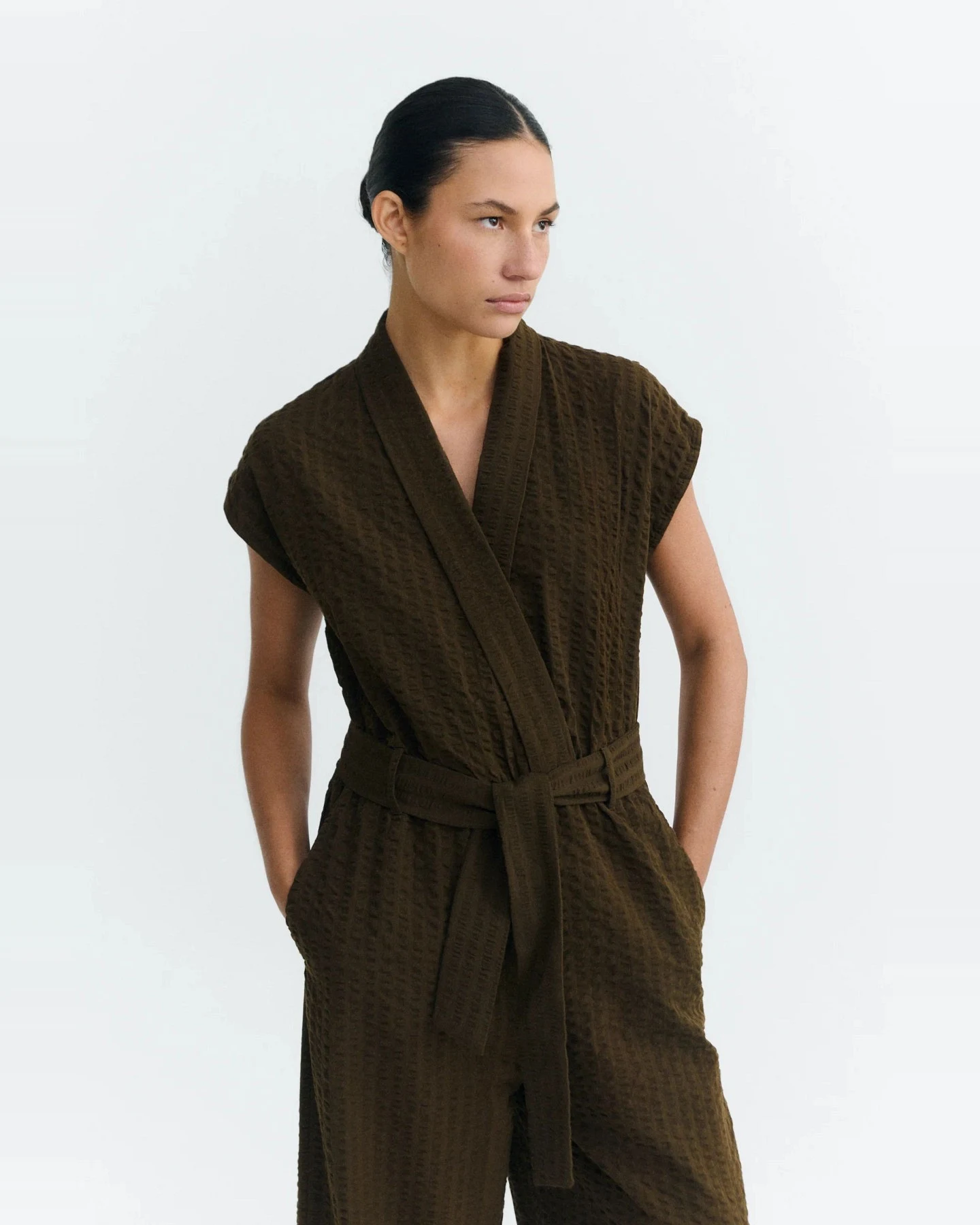Jumpsuit Malawi Seersucker Braun – Ansicht 4