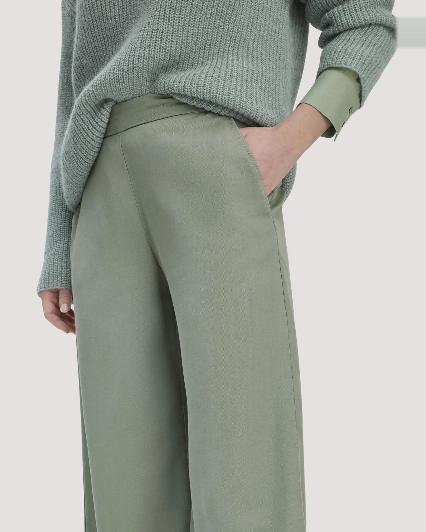 hessnatur Damen Hose Wide Leg aus TENCEL™ Lyocell - grün - Größe 38 – Ansicht 3