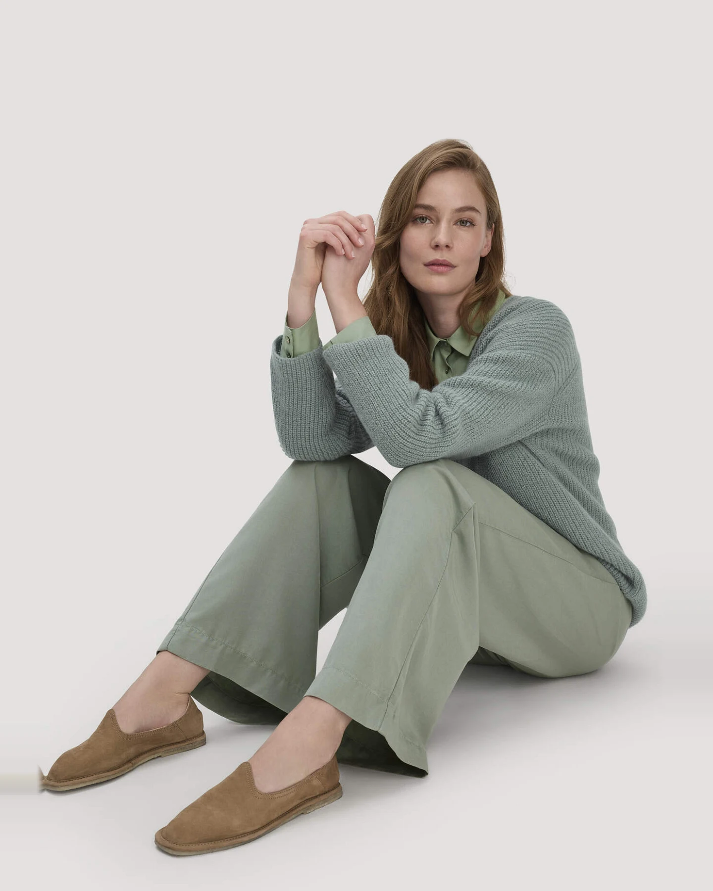 hessnatur Damen Hose Wide Leg aus TENCEL™ Lyocell - grün - Größe 42 – Ansicht 4