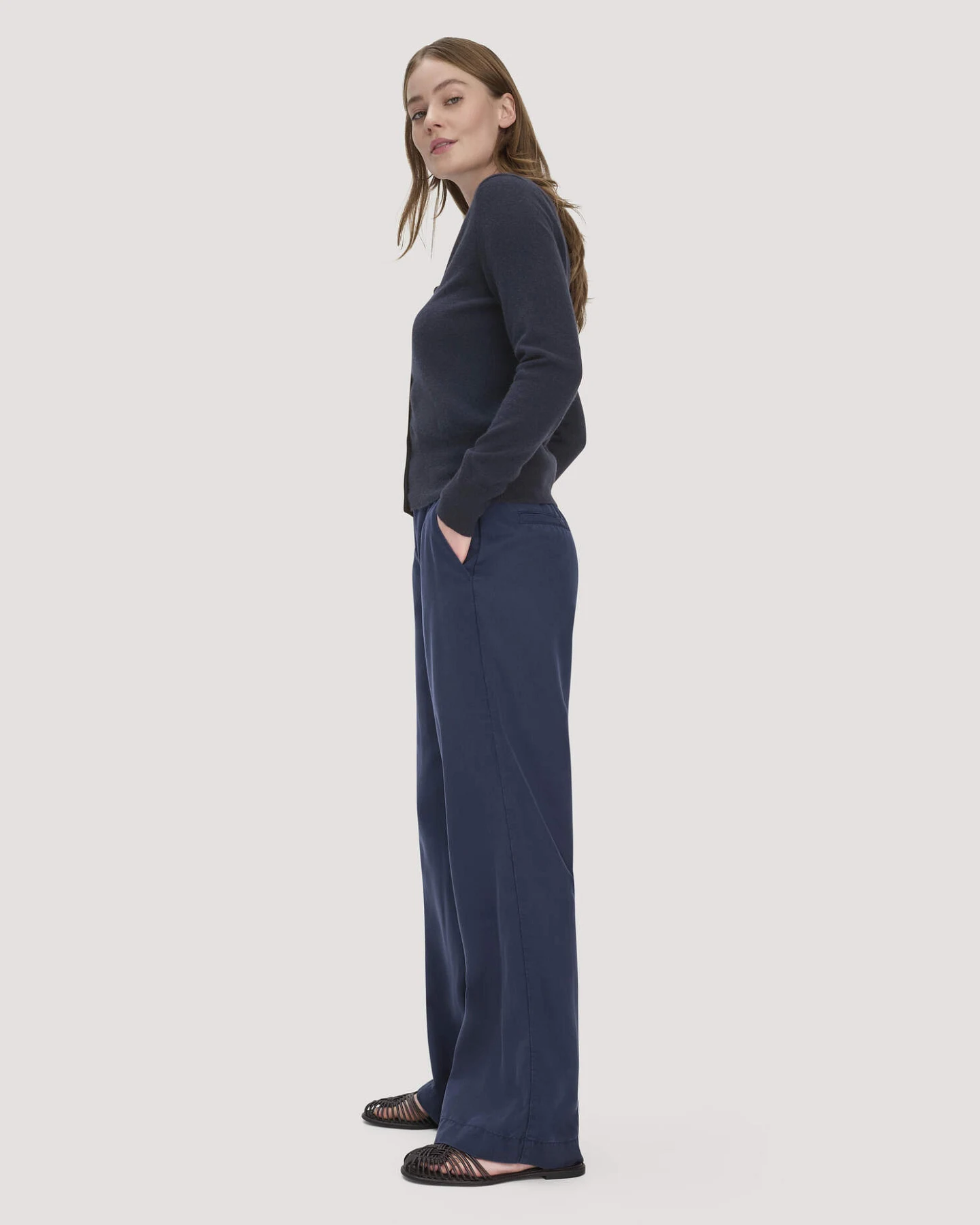hessnatur Damen Hose Wide Leg aus TENCEL™ Lyocell - blau - Größe 46 – Ansicht 4