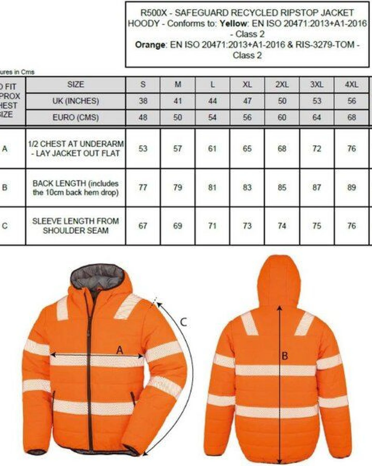 Result Genuine Recycled Safety Workwear HiViz Gefütterte Sicherheitsjacke Recycelt Warnschutz Regen- und Windjacken – Ansicht 3