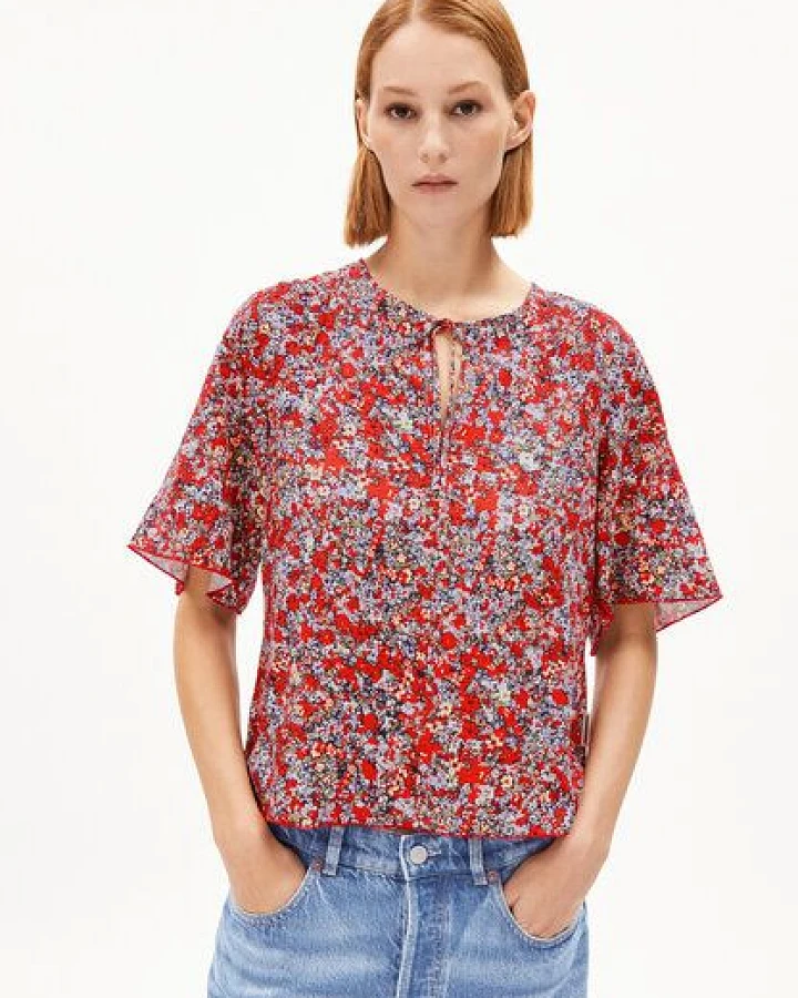 ARMEDANGELS ANDRIKAA MOSAIC LINO Damen Bluse aus Leinen-Mix