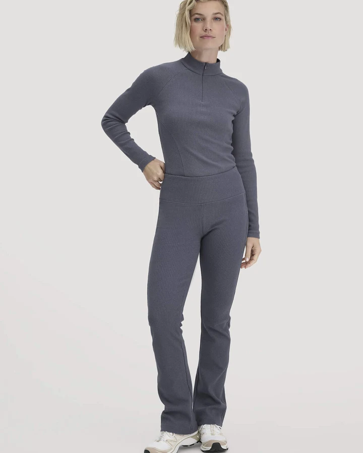hessnatur Loungewear Rib Leggings High Waist aus Bio-Baumwolle mit recycelter Baumwolle - blau - Größe S
