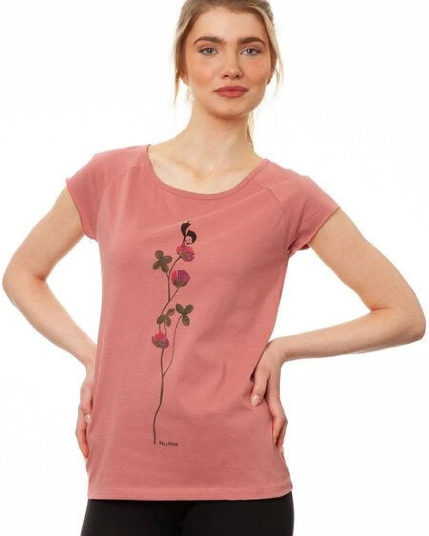 FellHerz Damen T-Shirt Glücksklee dusty rose Bio & Fair & Vegan – Ansicht 2