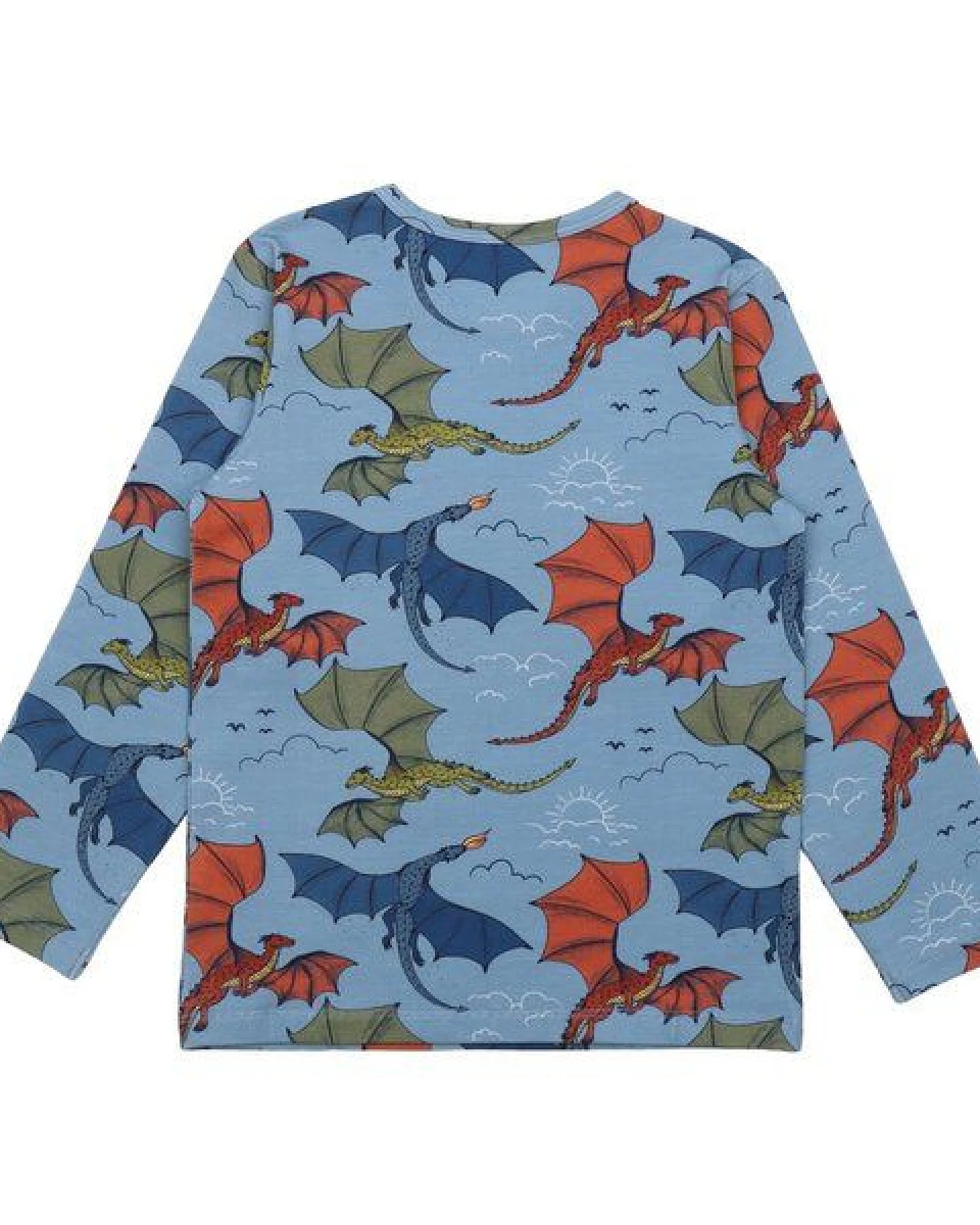Langarmshirt Blau Bunter Drache-Allover Bio-Baumwolle GOTS – Walkiddy – Ansicht 3