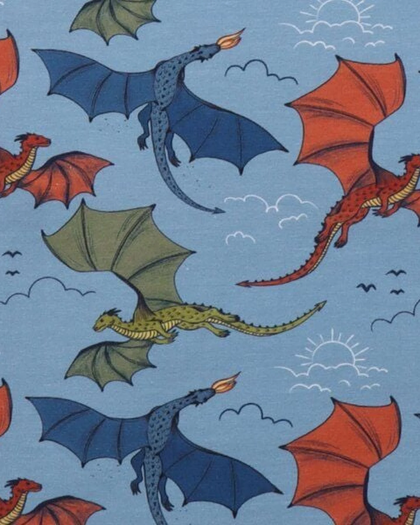 Langarmshirt Blau Bunter Drache-Allover Bio-Baumwolle GOTS – Walkiddy – Ansicht 4
