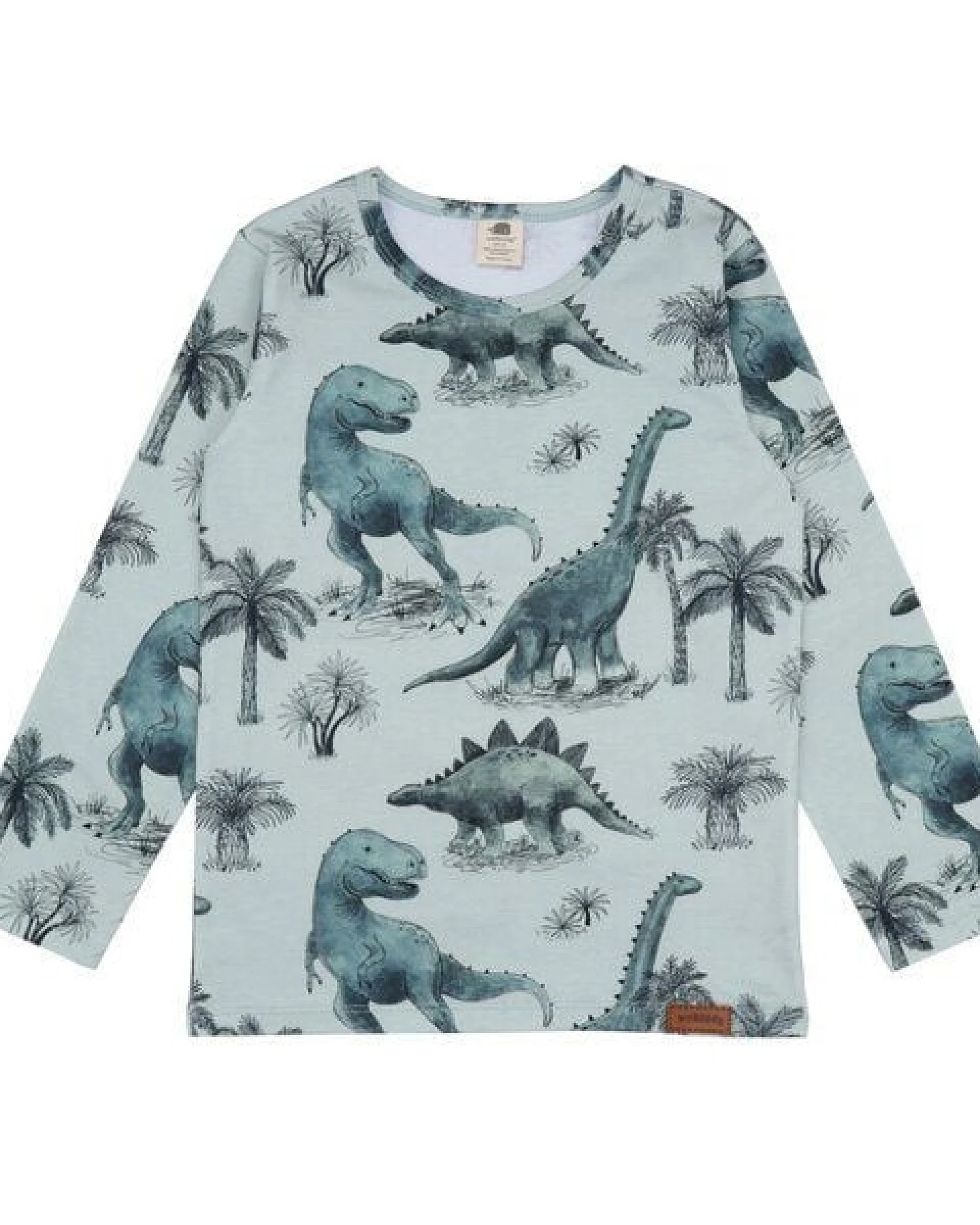 Langarmshirt Weiß Dinosaurier-Allover Bio-Baumwolle GOTS – Walkiddy – Ansicht 3