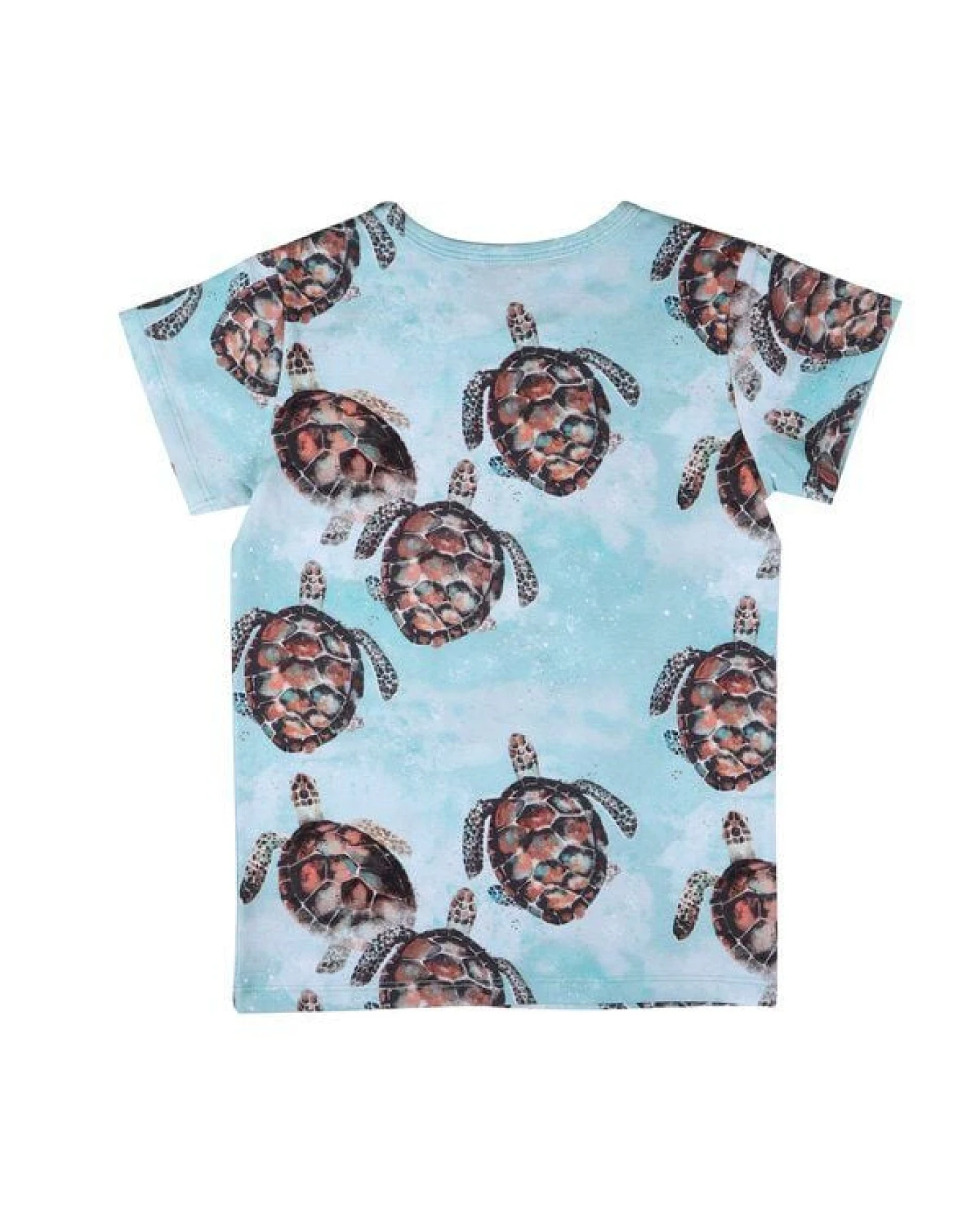 T-Shirt Hellblau Meeresschildkröten-Allover Bio-Baumwolle GOTS – Walkiddy – Ansicht 3