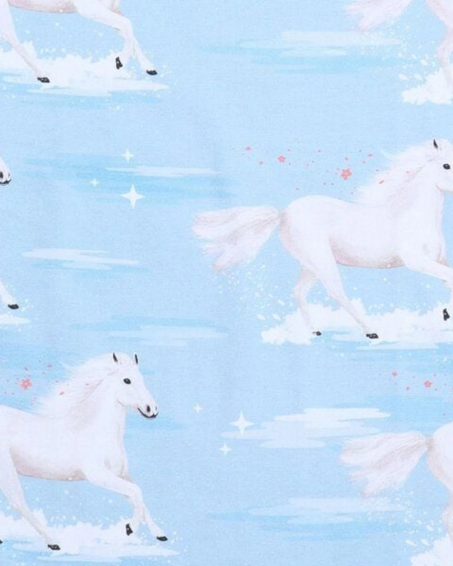 Leggings Hellblau Weiße Pferde-Allover Bio-Baumwolle GOTS – Walkiddy – Ansicht 4