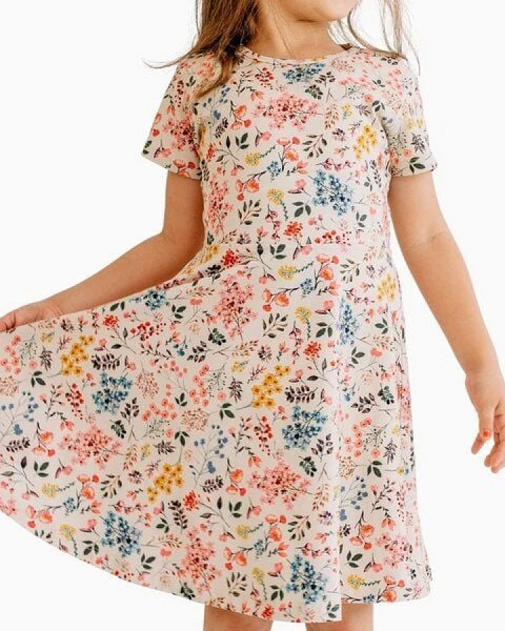 Mini Flowers-Dress - Walkiddy (Flared Dress aus Baumwolle (Bio))
