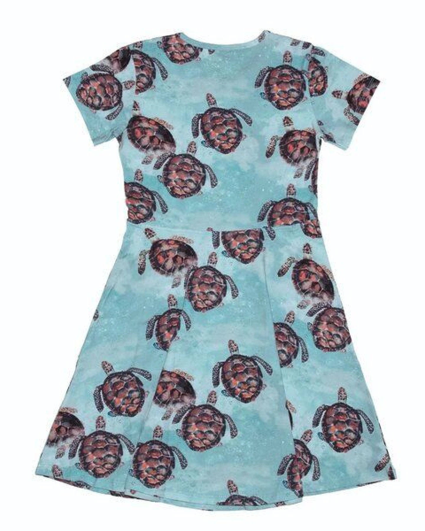 Kleid Hellblau Meeresschildkröten-Allover Bio-Baumwolle GOTS – Walkiddy – Ansicht 3