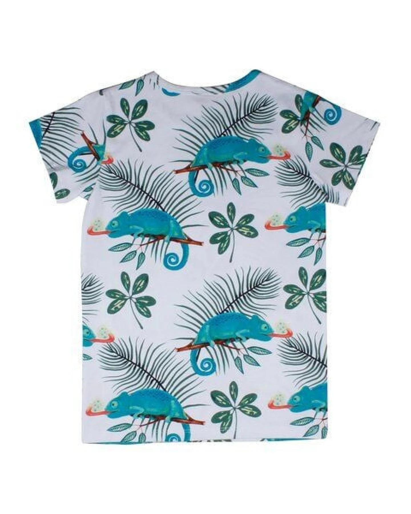 T-Shirt Weiß Chamäleons-Allover Bio-Baumwolle GOTS – Walkiddy – Ansicht 4