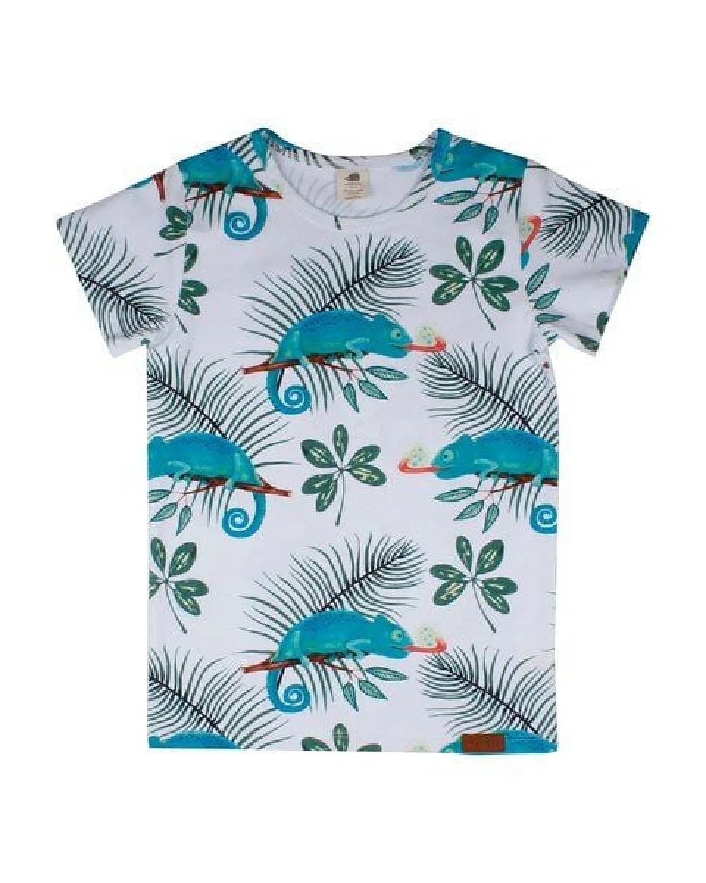 T-Shirt Weiß Chamäleons-Allover Bio-Baumwolle GOTS – Walkiddy – Ansicht 3