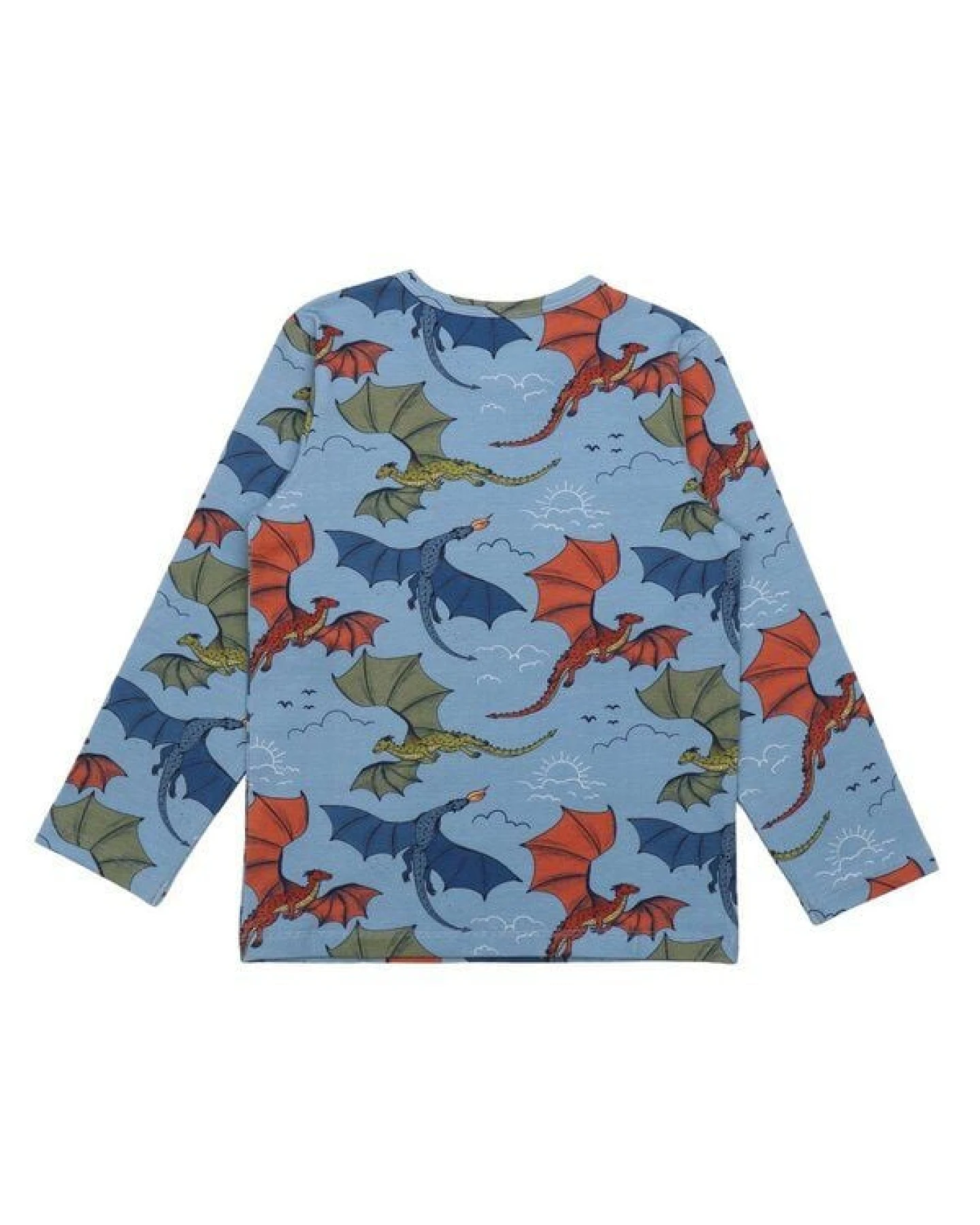 Langarmshirt Blau Bunter Drache-Allover Bio-Baumwolle GOTS – Walkiddy – Ansicht 3