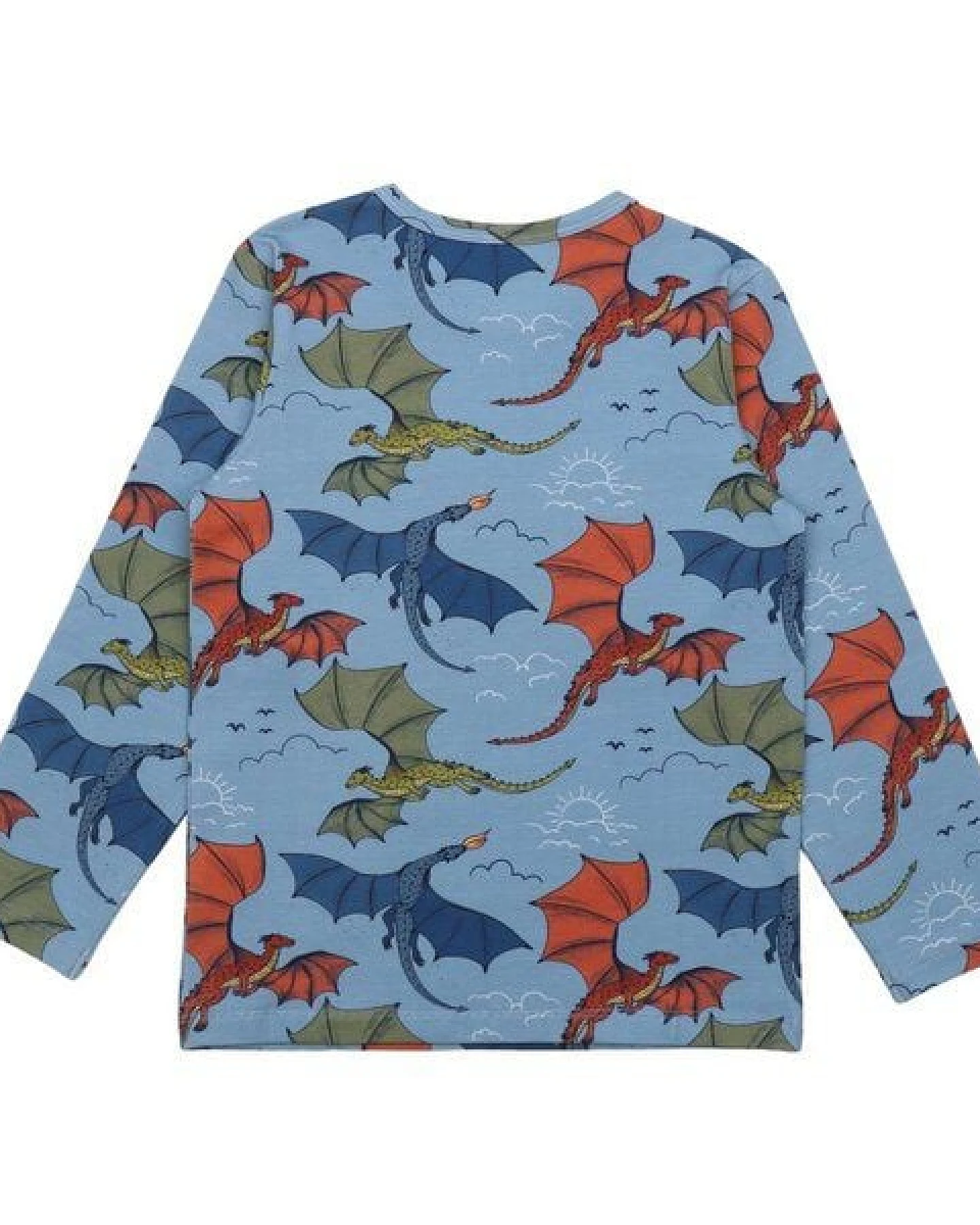 Langarmshirt Blau Bunter Drache-Allover Bio-Baumwolle GOTS – Walkiddy – Ansicht 3