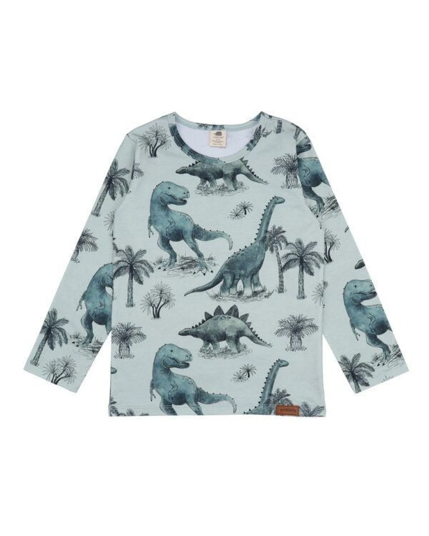 Langarmshirt Weiß Dinosaurier-Allover Bio-Baumwolle GOTS – Walkiddy – Ansicht 3