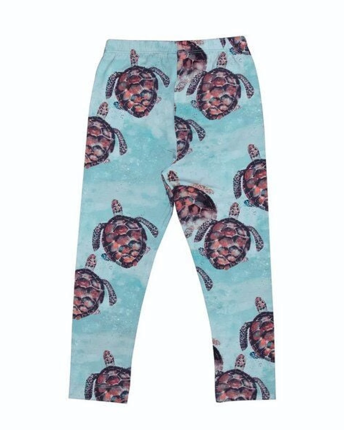 Leggings Hellblau Meeresschildkröten-Allover Bio-Baumwolle GOTS – Walkiddy – Ansicht 3