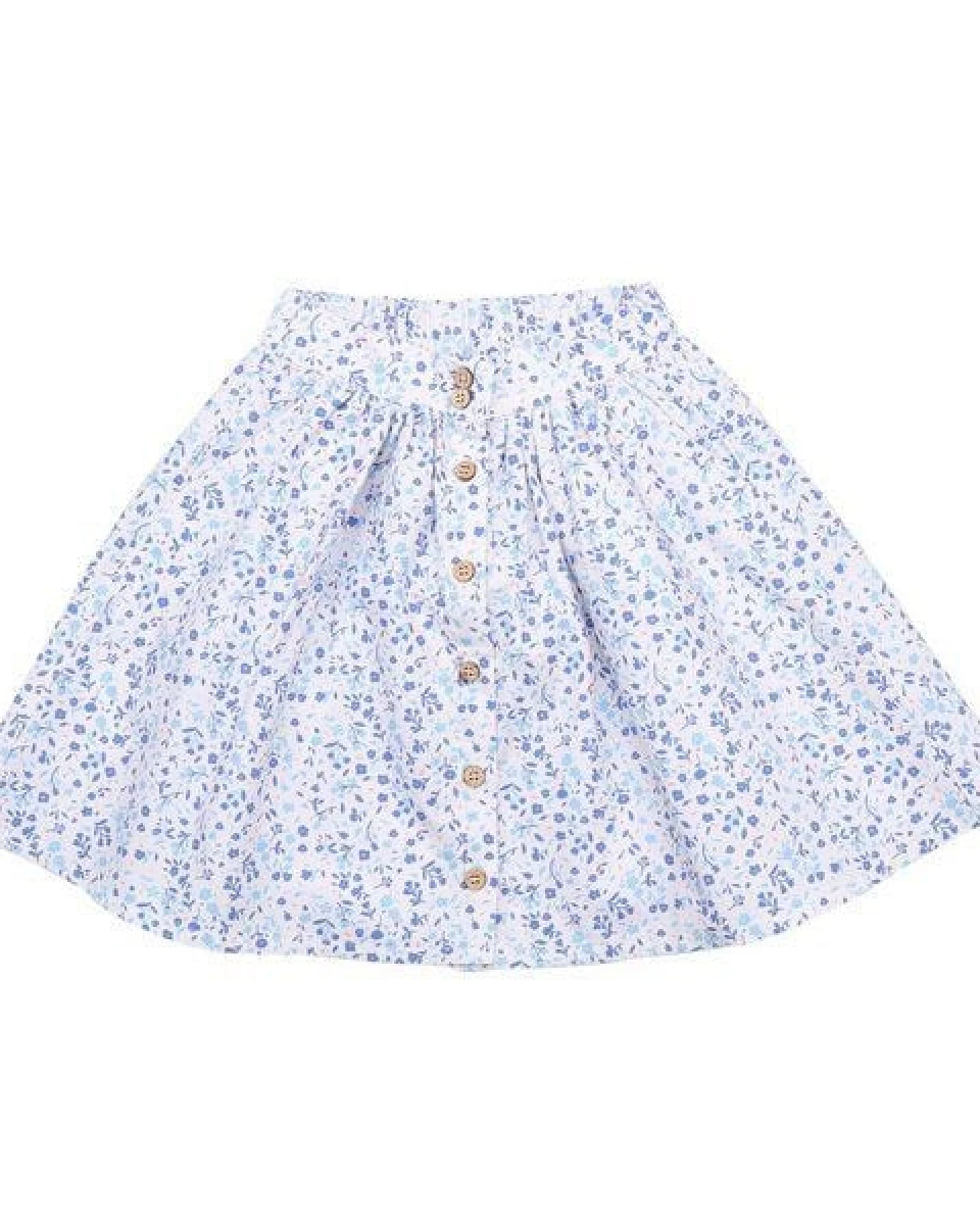 Cotokids Kinder Rock – Weiß mit blauem Blumenmuster, elastischer Bund, leicht & bequem, vielseitig kombinierbar – Ansicht 2
