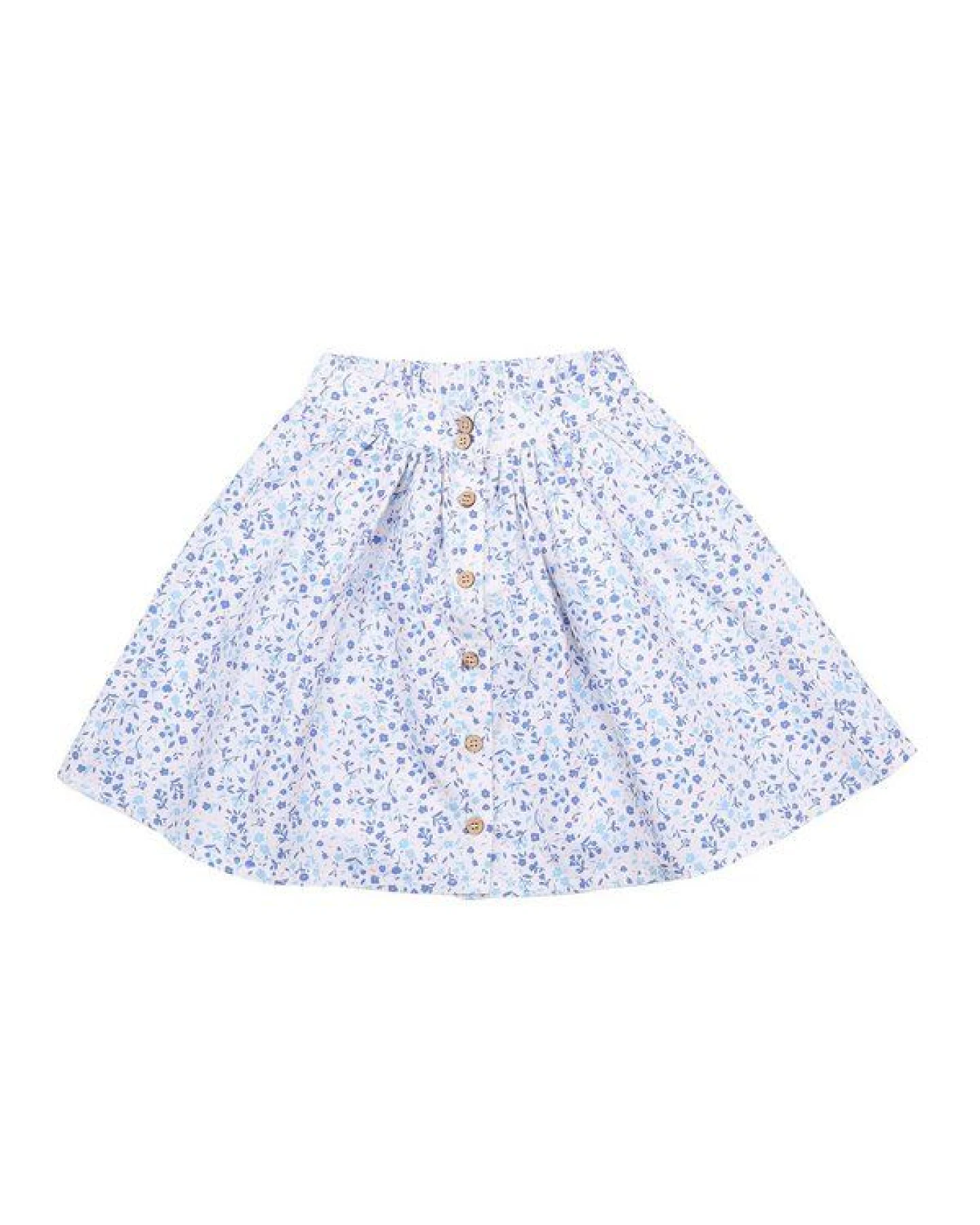 Cotokids Kinder Rock – Weiß mit blauem Blumenmuster, elastischer Bund, leicht & bequem, vielseitig kombinierbar – Ansicht 2