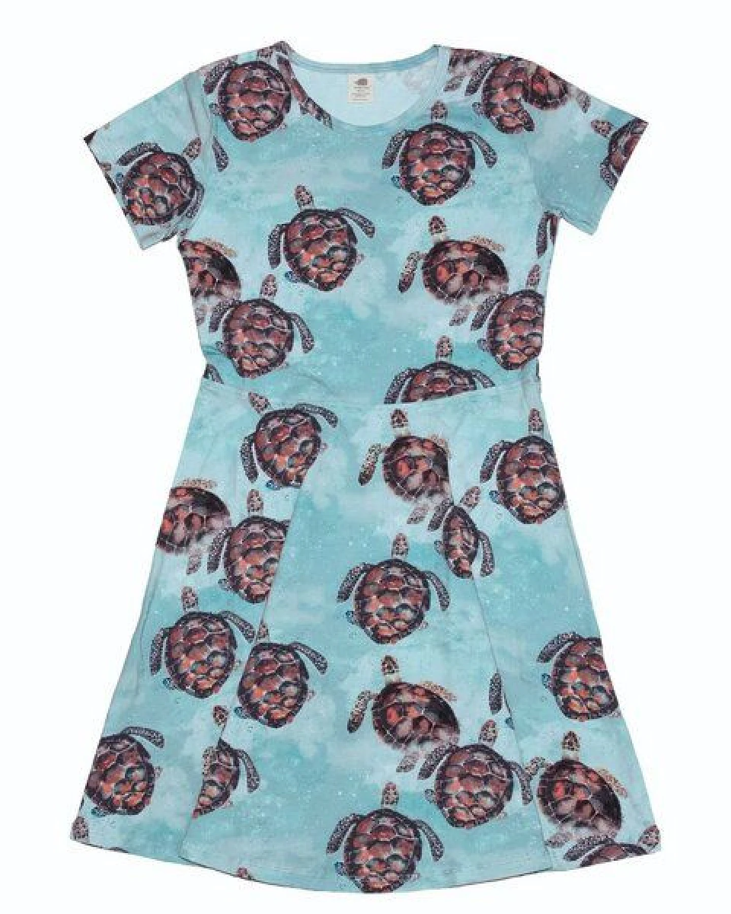 Kleid Hellblau Meeresschildkröten-Allover Bio-Baumwolle GOTS – Walkiddy – Ansicht 2