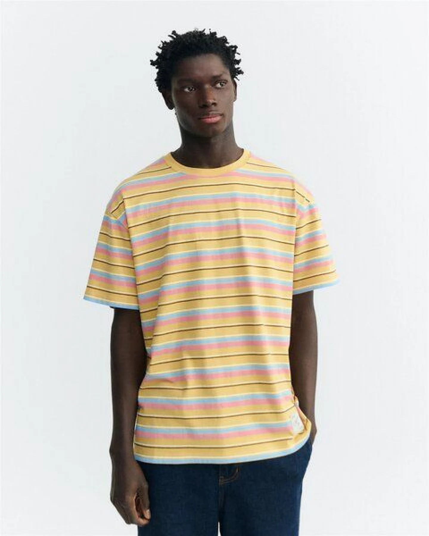 thinking mu Streifen T-Shirt Modell: Aaron – Ansicht 2