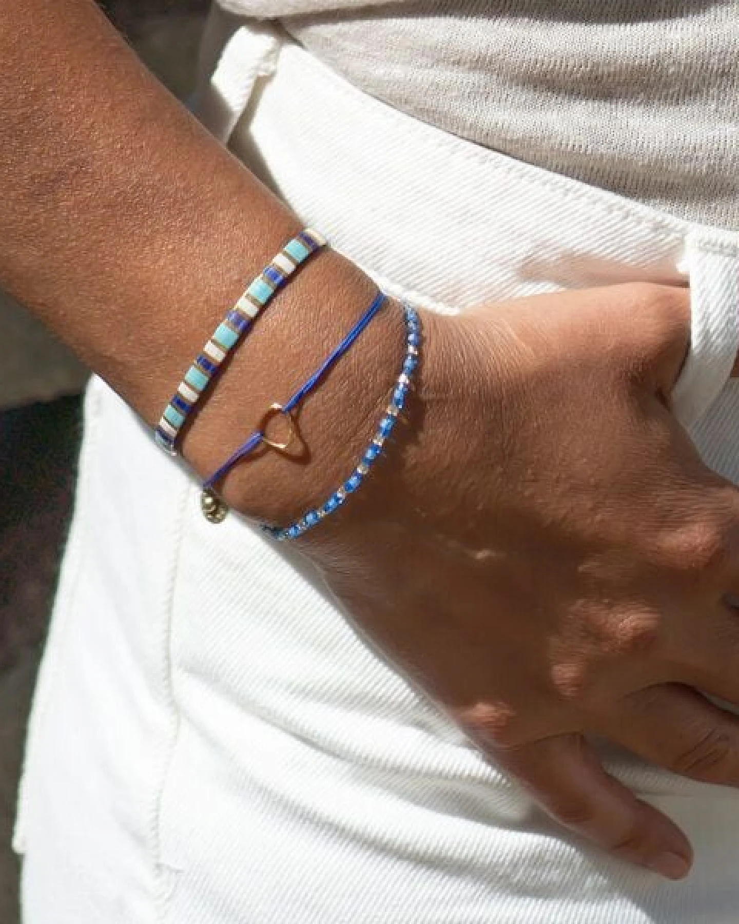 juni 3er-Armband-Set "Ocean Love" - Perlenarmbänder in blau / türkis mit Herz Armbändchen – Ansicht 4