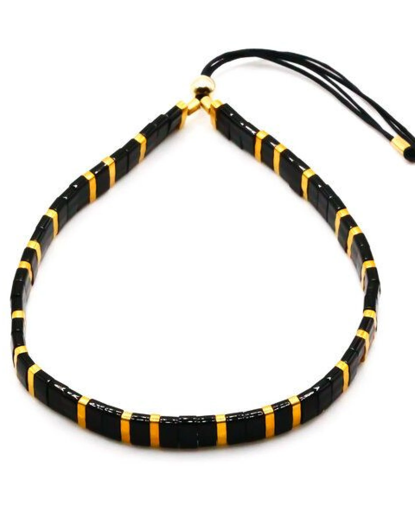 juni Schwarzes Armband "Shiny Black" - individuell verstellbar - handgemacht in Deutschland – Ansicht 2