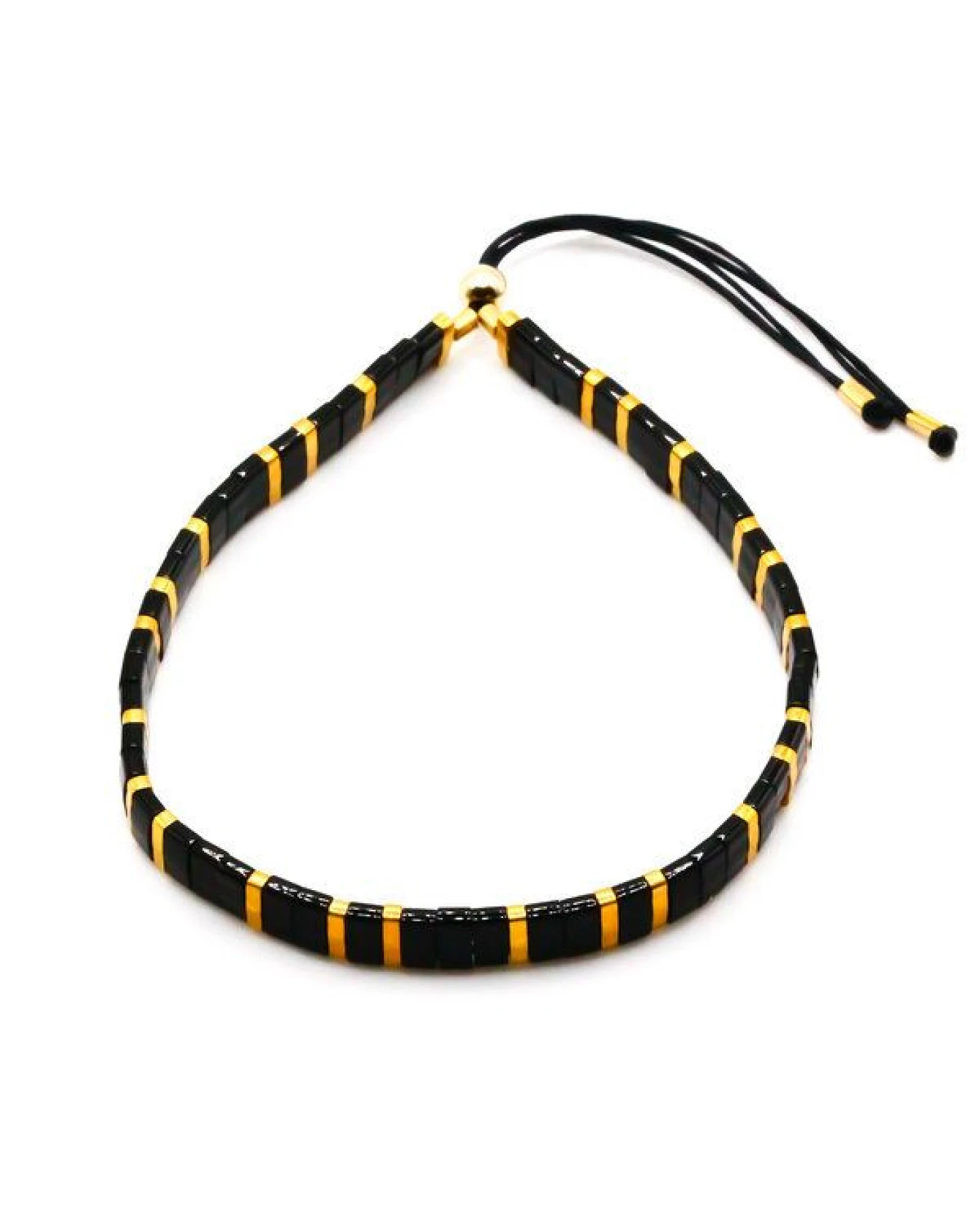 juni Schwarzes Armband "Shiny Black" - individuell verstellbar - handgemacht in Deutschland – Ansicht 2