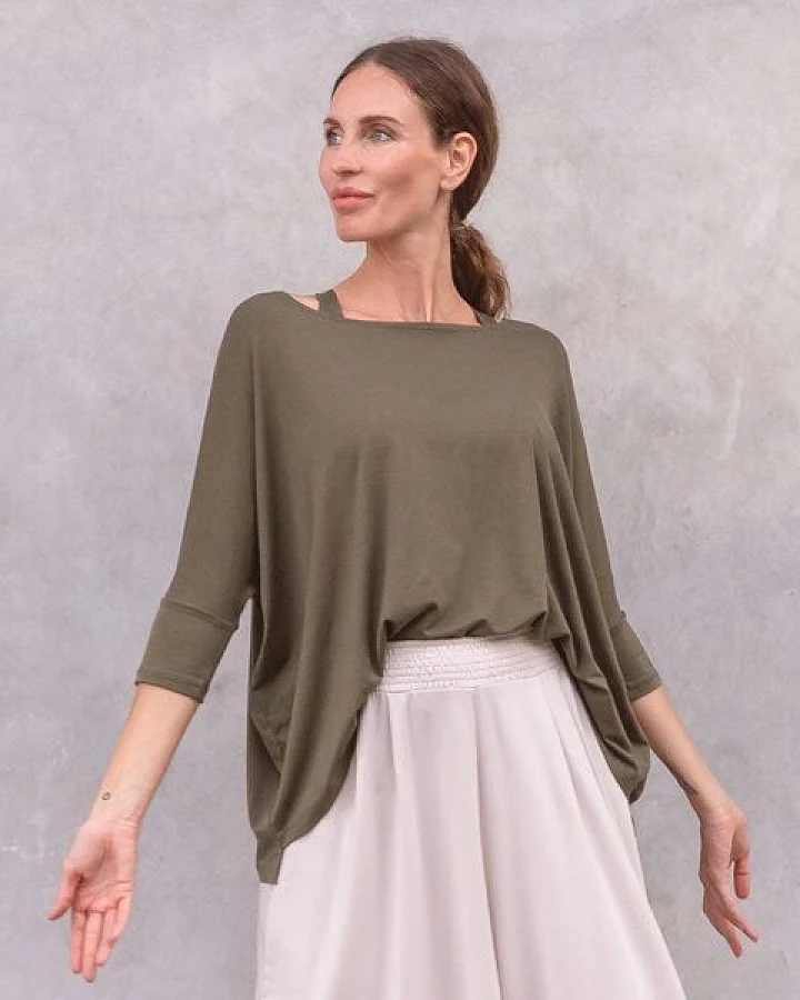 Jaya SHEELA - ¾ Shirt im lässigen loose Fit Style aus elastischem Tencel-Biobaumwoll-Mix