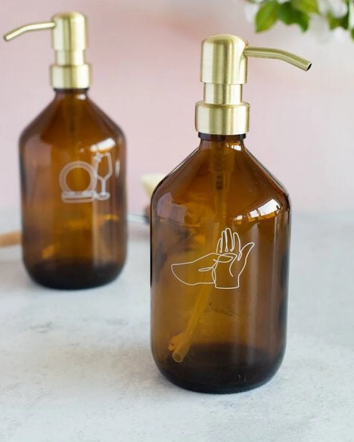 little bee fresh Seifenspender Braunglas 500 ml + Pumpspender “gold”