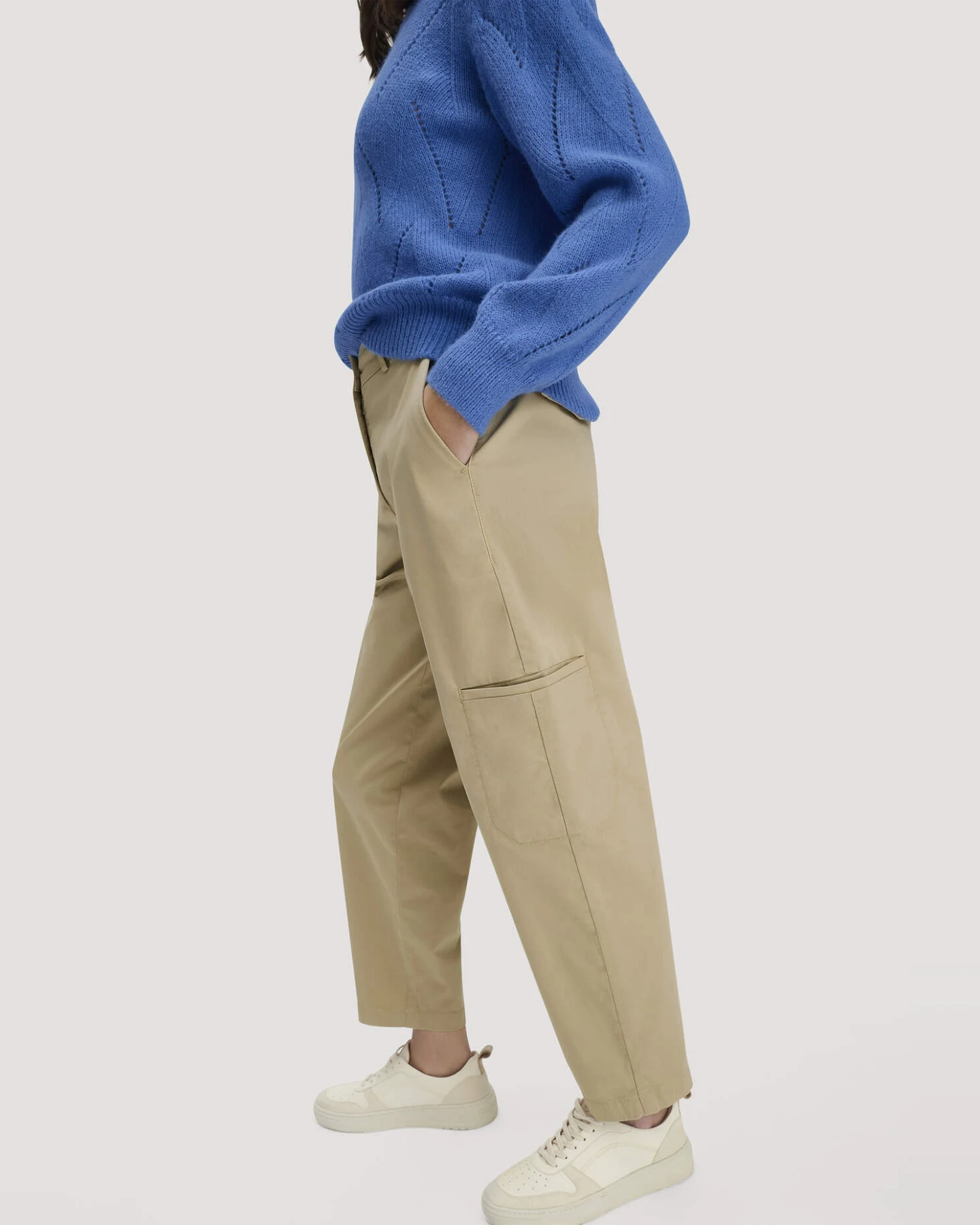hessnatur Damen Hose Soft Utility Cargo Relaxed aus Bio-Baumwolle - beige - Größe 44 – Ansicht 3