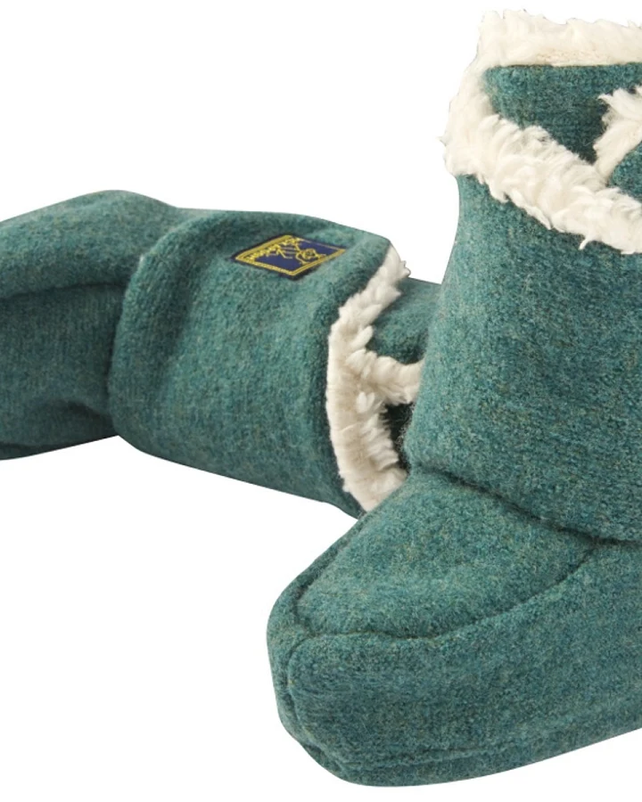 Pickapooh Baby Hausschuhe Babyschuhe Walk-Boots mit Klettverschluss melange-grün Gr.2 (3-6 Monate)