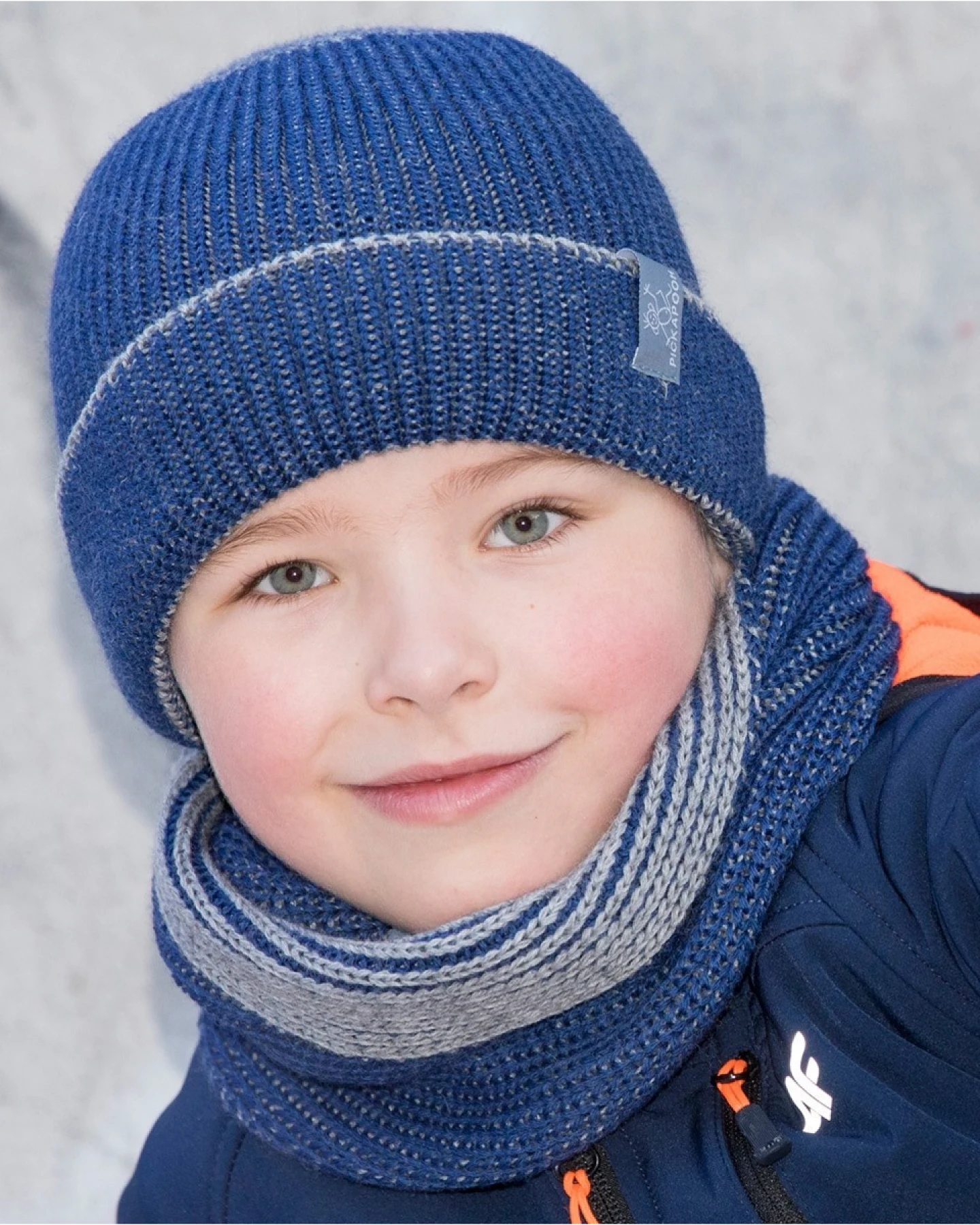 Pickapooh Kinder Mütze "Walter" Bio Schurwolle marine-grau Gr.1 (48-50) – Ansicht 2