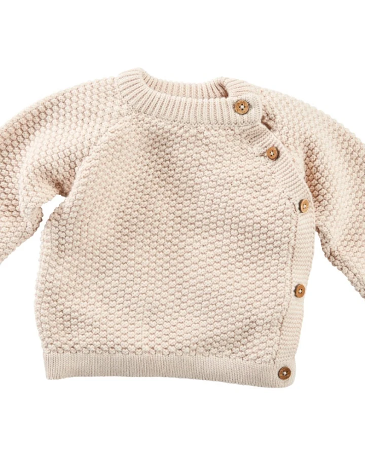 Baby Jacke Perl-Strick Bio-Baumwolle beige melange Gr.62/68