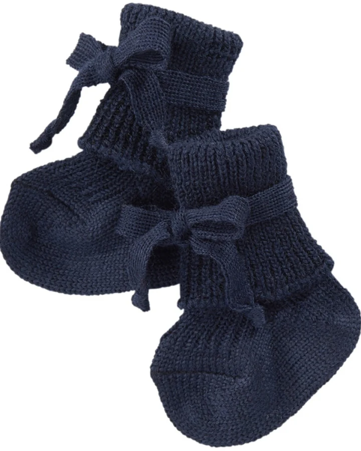 Babyschuhe Bio-Schurwolle (kbT) marine Länge ca. 9 cm