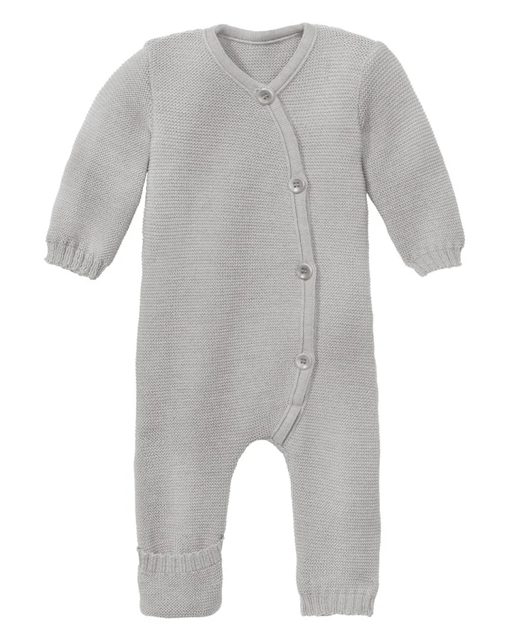 Disana Baby Overall Bio-Merinowolle Strick Qualität hellgrau Gr. 50/56