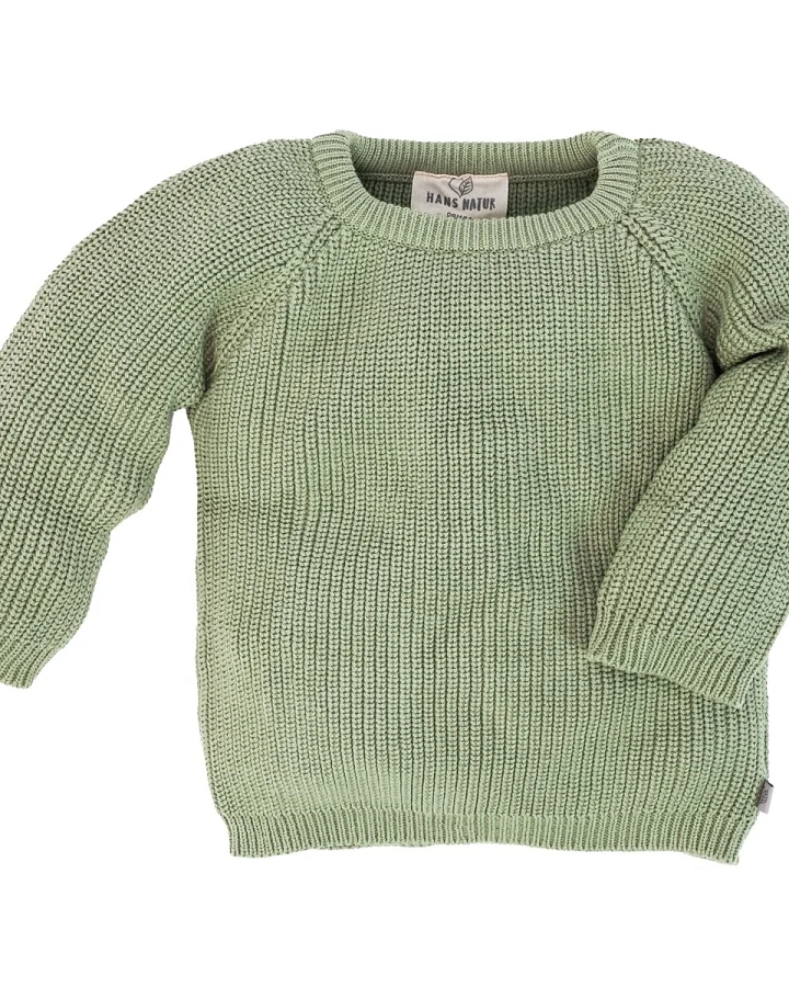 Baby und Kinder Pullover Grobstrick Bio-Baumwolle matcha Gr. 62/68