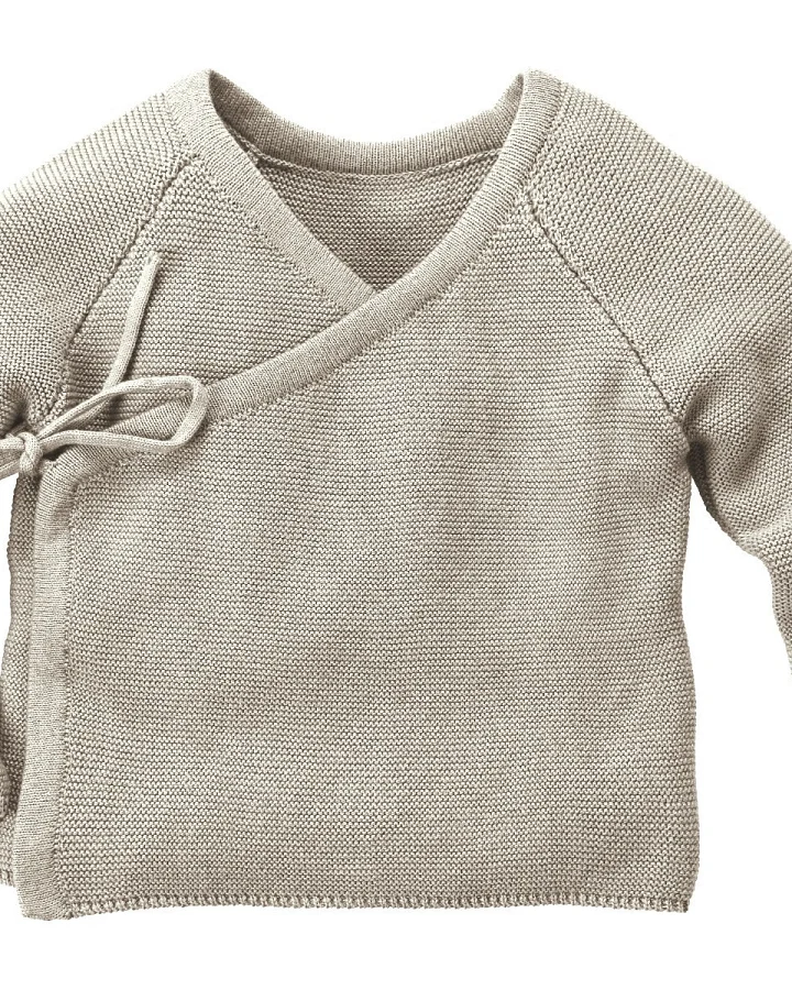 Baby und Kinder Jacke zum Wickeln Strick-Qualität Bio-Baumwolle beige Gr. 98/104