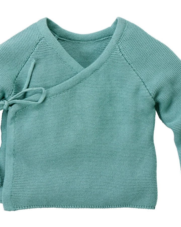 Baby und Kinder Jacke zum Wickeln Strick-Qualität Bio-Baumwolle gletscher Gr. 86/92