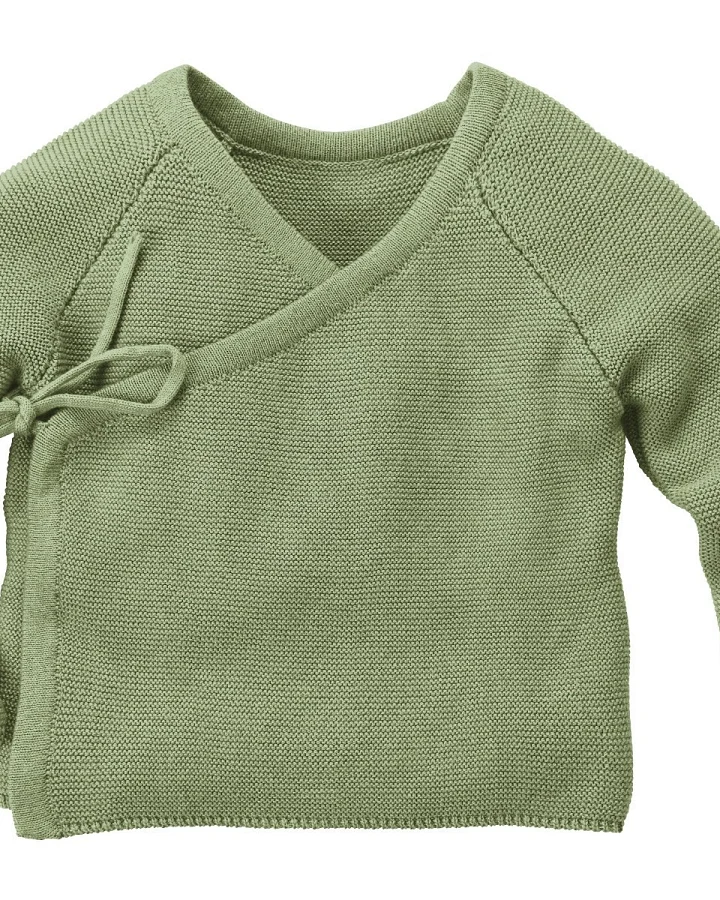 Baby und Kinder Jacke zum Wickeln Strick-Qualität Bio-Baumwolle matcha Gr. 98/104