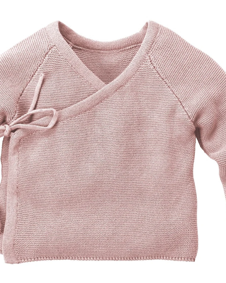 Baby und Kinder Jacke zum Wickeln Strick-Qualität Bio-Baumwolle rosé Gr. 98/104